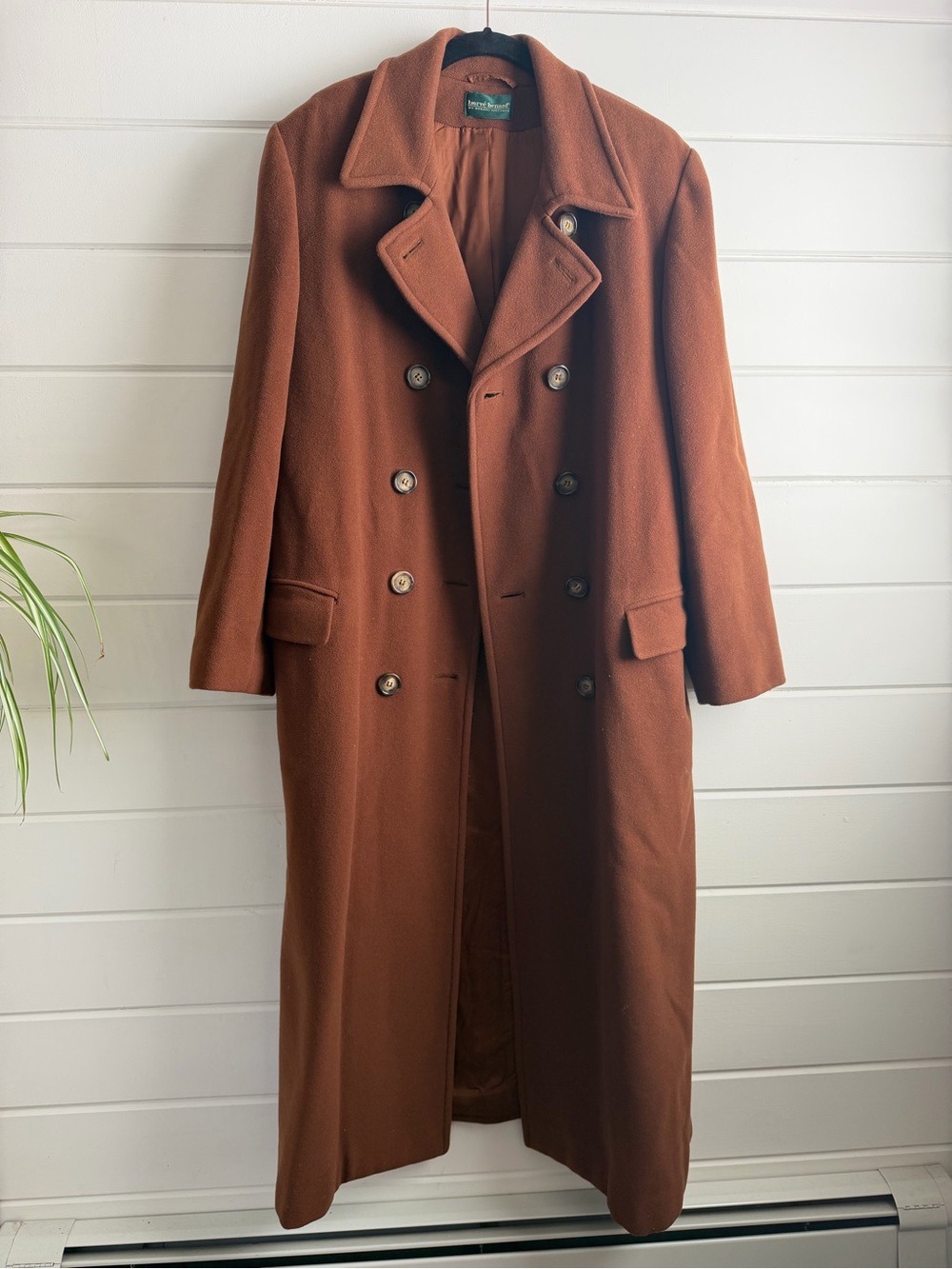 Vintage 80s Harve Benard Women's Brown Double-Breasted Wool Long Coat 16